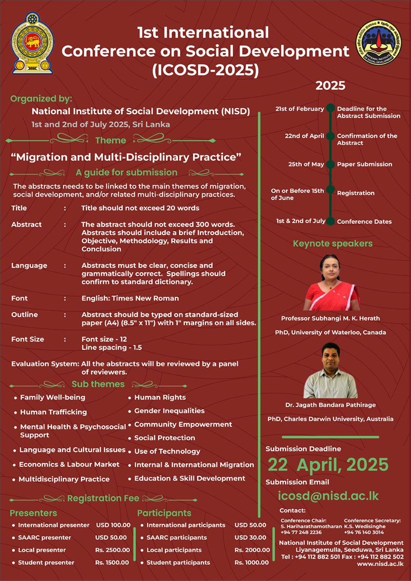 Calling Abstract 1st International Conference on Social Development