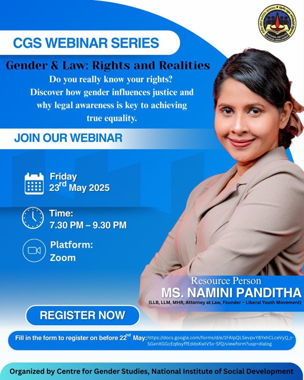 CGS Webinar Series on “Gender & Law: Rights and Realities”