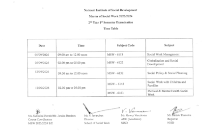 Master of Social Work 2023/2024 Exam Timetable